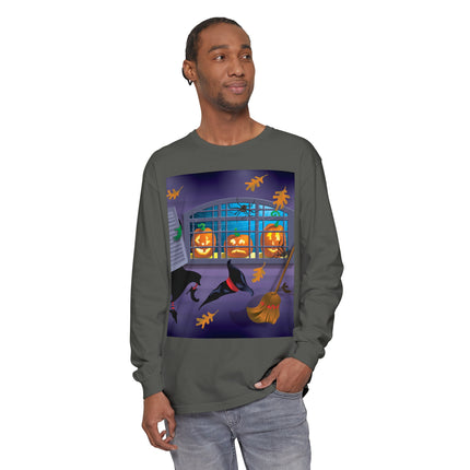Whimsical Halloween Mischief Unisex Garment-dyed Long Sleeve T-Shirt