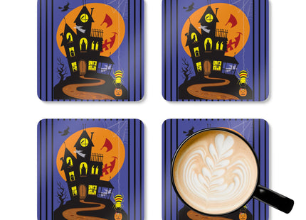 Halloween Night at the Haunted House Corkwood Coaster Set