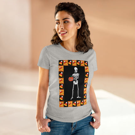 Candy Corn Skeleton Women's Midweight Cotton Tee