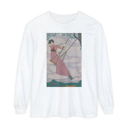 La balançoire by Georges Lepape Garment-dyed Long Sleeve T-Shirt