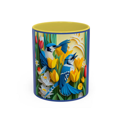 Blue Jays in a Spring Garden Colorful Mugs (11oz, 15oz)