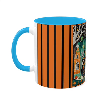 Night of the Trick-or-Treating Owlets Colorful Mugs, 11oz