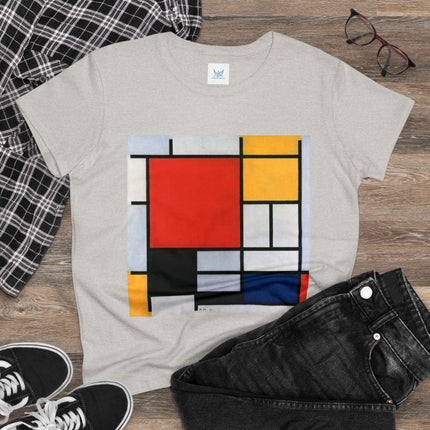 Composition with Red, Yellow, Blue, and Black by Piet Mondrian Women's Midweight Cotton Tee