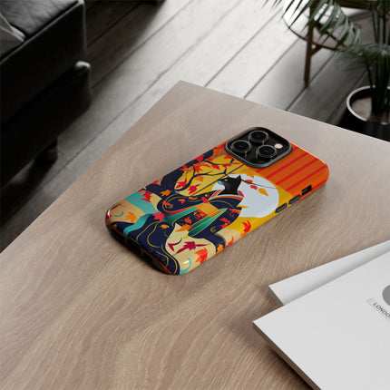 Black Cat in Kimono Phone Cases