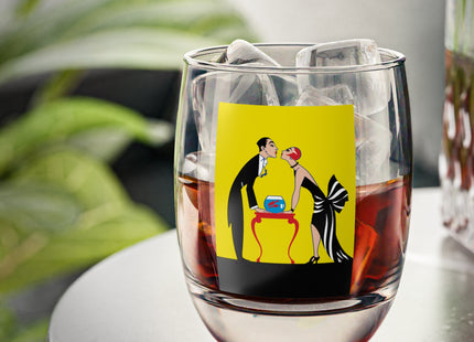 A Moment of Elegance: A Passionate Embrace Amidst Golden Splendor Whiskey Glass