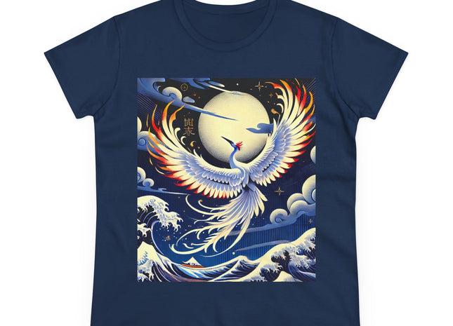 Majestic White Crane Women's Midweight Cotton Tee