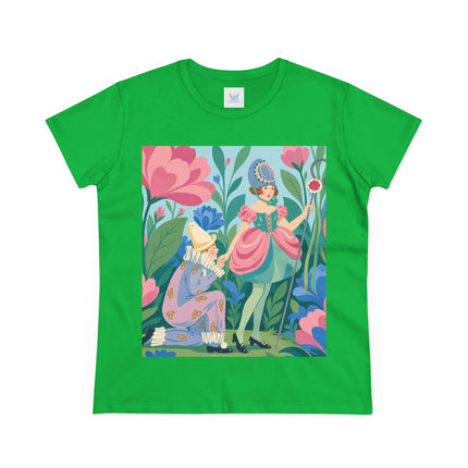 🌸🎭 The Garden Masquerade Cotton Tee – Art Deco Floral Whimsy