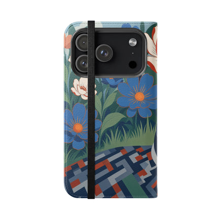 🌺🪞 The Lady Of The Grand Flower Salon Flip Case – Art Deco Floral Elegance