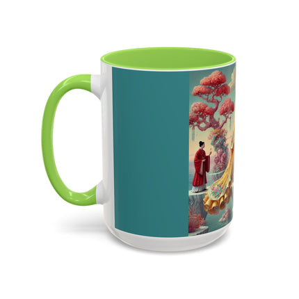 Cherry Blossom Courtesans & Crimson Crab Colorful Mug – Imperial Elegance & Playful Charm