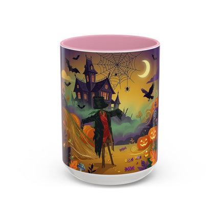 🌙🎃 The Scarecrow Of Haunted Hollow Colorful Mug – Whimsical Halloween Mystery