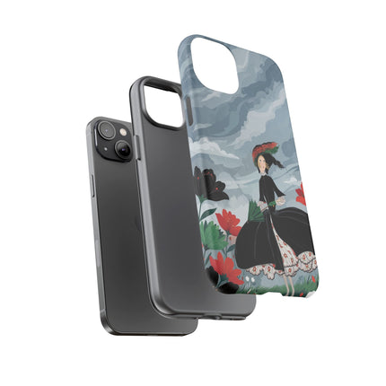 🌧️🌺 The Stormy Flower Walk Phone Case – Art Deco Floral Fashion