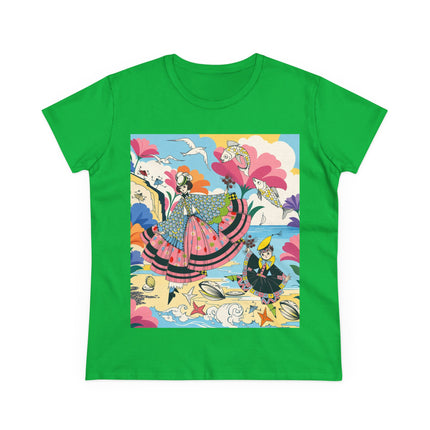 🐚🐟 The Seaside Fantasy Cotton Tee – Art Deco Ocean Whimsy