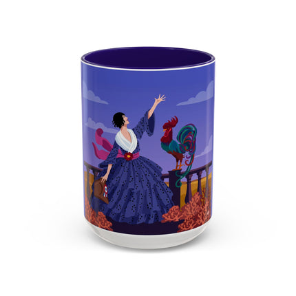 The Dawn Serenade Colorful Mug (11oz, 15oz) – Rooster Beauty, Morning Charm & Art Deco Elegance