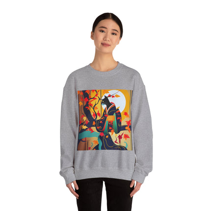 Black Cat in Kimono Unisex Heavy Blend™ Crewneck Sweatshirt
