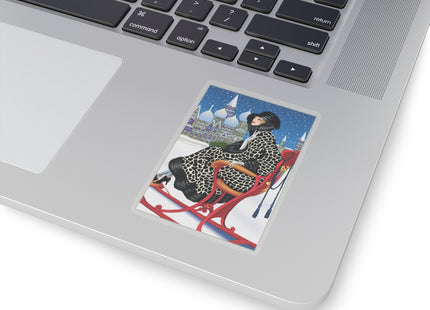 Elegant Winter Woman in Sleigh Kiss-Cut Stickers (4 Sizes)