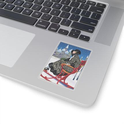 Elegant Winter Woman in Sleigh Kiss-Cut Stickers (4 Sizes)