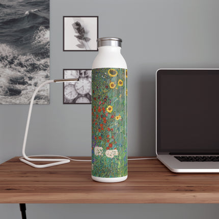 Farm Garden with Sunflowers by Gustav Klimt Slim Water Bottle