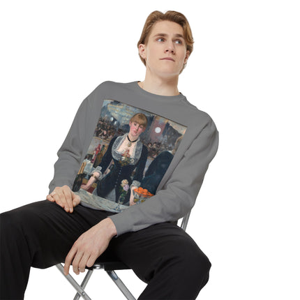 A Bar at the Folies-Bergère by Edouard Manet Unisex Garment-Dyed Sweatshirt