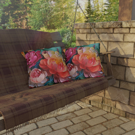 Peonies in Full Bloom Outdoor Pillows