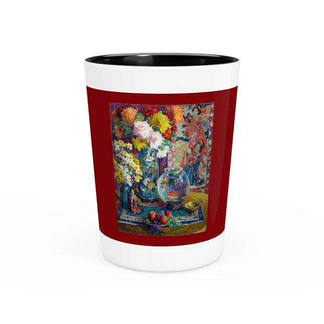 Fish, Fruits, and Flowers by Kathryn E. Cherry Ceramic Shot Glass