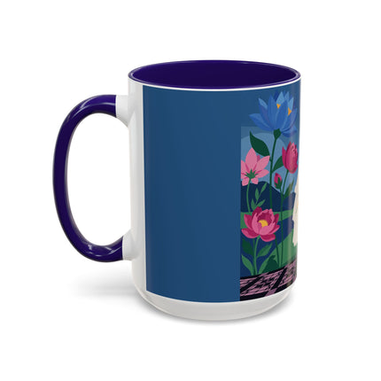 The Lady Of The Golden Parasol Colorful Mugs – Art Deco Botanical Elegance