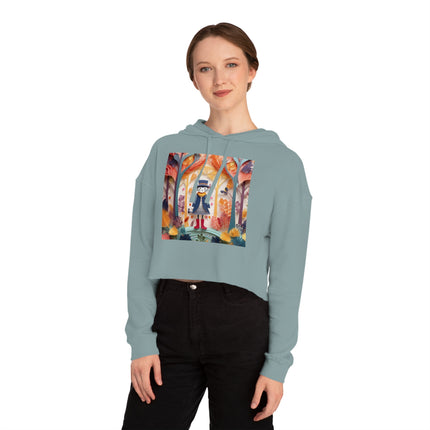 Cat in Boots in the Enchanted Forest Cropped Hooded Sweatshirt