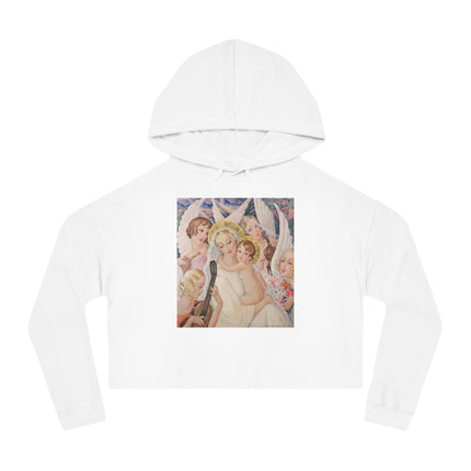 Madonna with Child surrounded by musical angels by Gerda Wegener Women’s Cropped Hooded Sweatshirt
