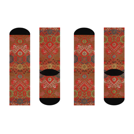 Japanese Fan Pattern by G.A. Audsley Cushioned Crew Socks