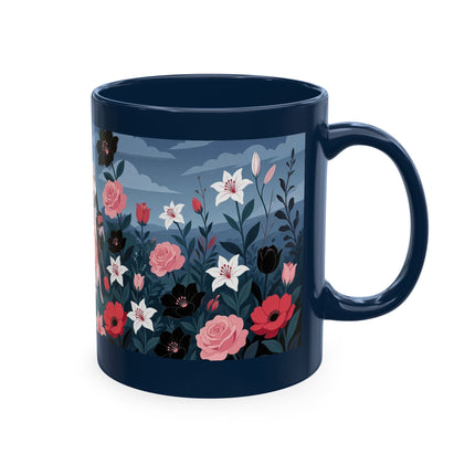 🌹🖤 The Lady Of The Midnight Rose Garden Ceramic Mug – Art Deco Floral Elegance