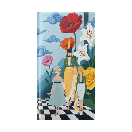 🌺♟️ The Ladies Of The Checkerboard Garden Flip Case – Art Deco Floral Fantasy