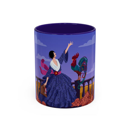 The Dawn Serenade Colorful Mug (11oz, 15oz) – Rooster Beauty, Morning Charm & Art Deco Elegance