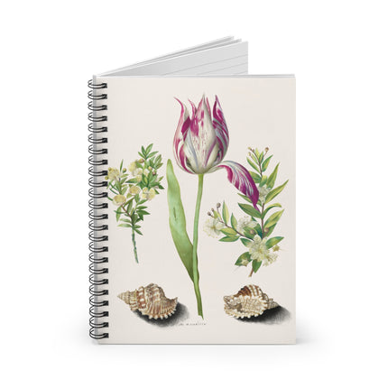 Tulip, Branches of Myrtle, and Shells Spiral Notebook - Ruled Line
