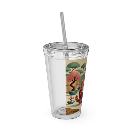 Archer Kitten in the Zen Garden Sunsplash Tumbler with Straw, 16oz