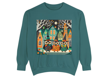 Night of the Trick-or-Treating Owlets Unisex Garment-Dyed Sweatshirt