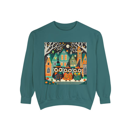 Night of the Trick-or-Treating Owlets Unisex Garment-Dyed Sweatshirt