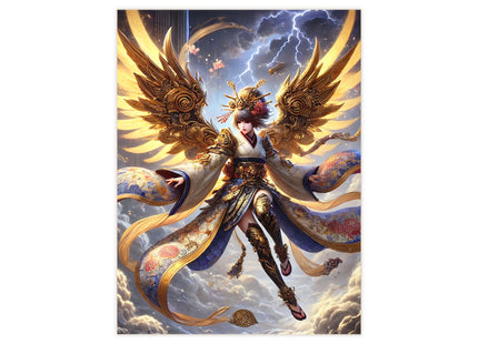 Valkyrie Descending Through Storm Ceramic Tile