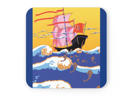 Golden Seas and Whimsical Dreams Cork Back Coaster
