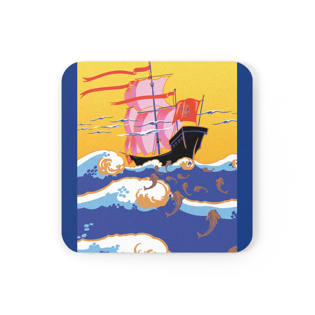 Golden Seas and Whimsical Dreams Cork Back Coaster