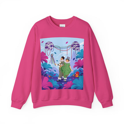 🎭🌸 The Garden Masquerade Crewneck Sweatshirt – Art Deco Floral Whimsy