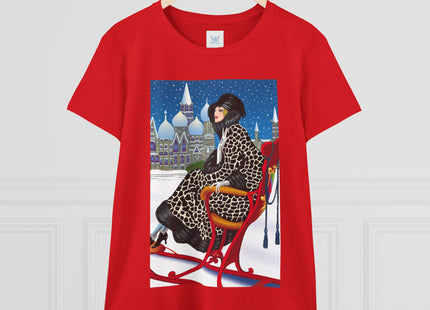 Elegant Winter Woman in Sleigh Women's Midweight Cotton Tee