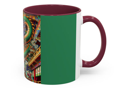 Tibetan Dragon Over Kabuki Duel Colorful Mugs (11oz, 15oz)
