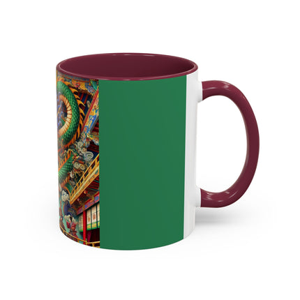 Tibetan Dragon Over Kabuki Duel Colorful Mugs (11oz, 15oz)