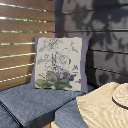 A Bouquet of Flowers with Insects by Pierre Joseph Redouté Outdoor Pillows