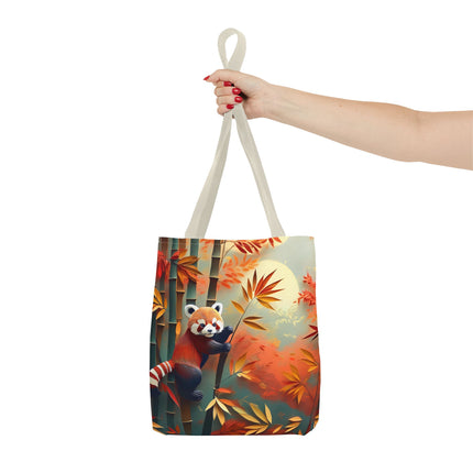 Red Panda at an Autumn Bamboo Grove Tote Bag (AOP)