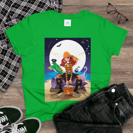 Moonlit Pirate Halloween Women's Midweight Cotton Tee