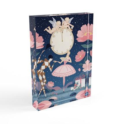 🕛🌸 Midnight Waltz Before Christmas Acrylic Art Block – Art Deco Holiday Fantasy