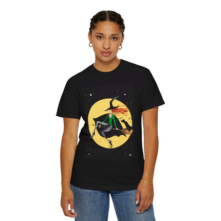 A Witch’s Moonlit Flight Unisex Garment-Dyed T-shirt