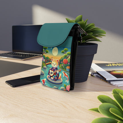 Melodic Kitten by the Koi Pond Small Cell Phone Wallet