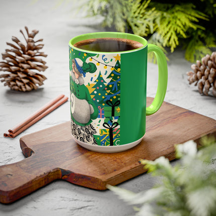 🍀🎄 The Emerald Holly Christmas Colorful Mug – Art Deco Holiday Elegance