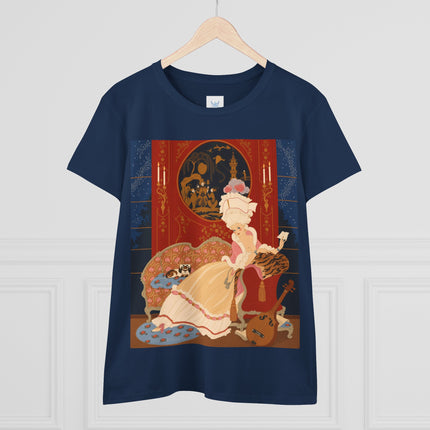 🎼🐈 The Lady Of The Midnight Salon Cotton Tee – Art Deco Fashion Illustration
